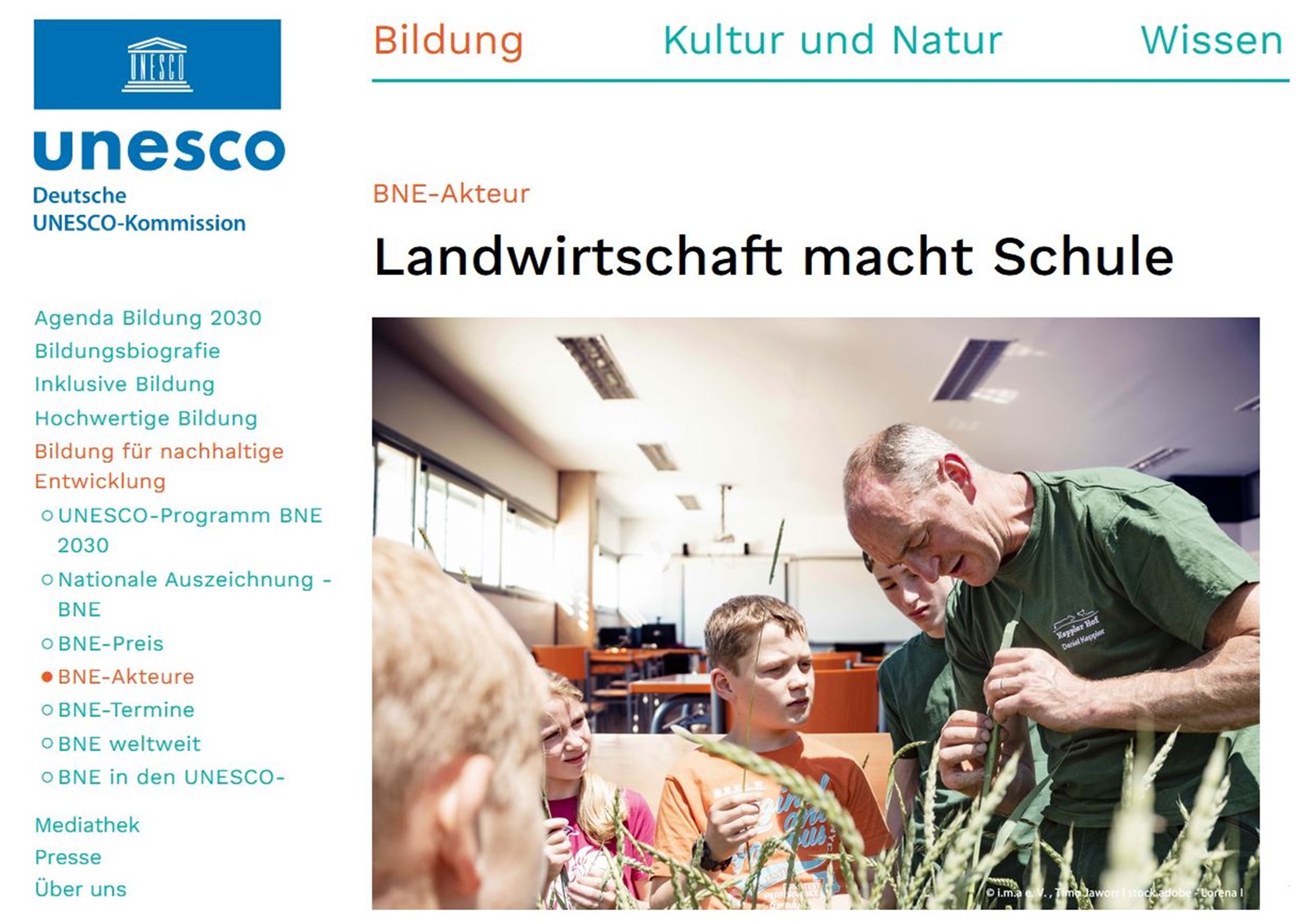 UNESCO-Plattform empfiehlt „Landwirtschaft macht Schule“