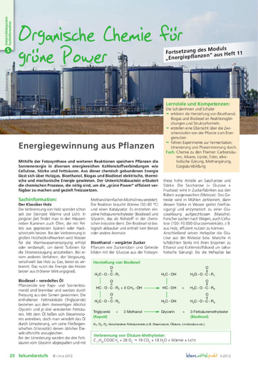 Organische Chemie für grüne Power - Energiegewinnung aus Pflanzen
