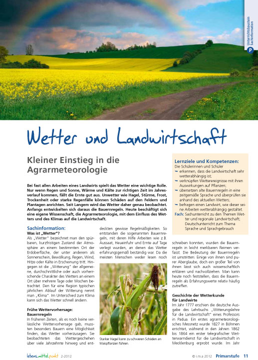 Wetter und Landwirtschaft - Kleiner Einstieg in die Agrarmeteorologie