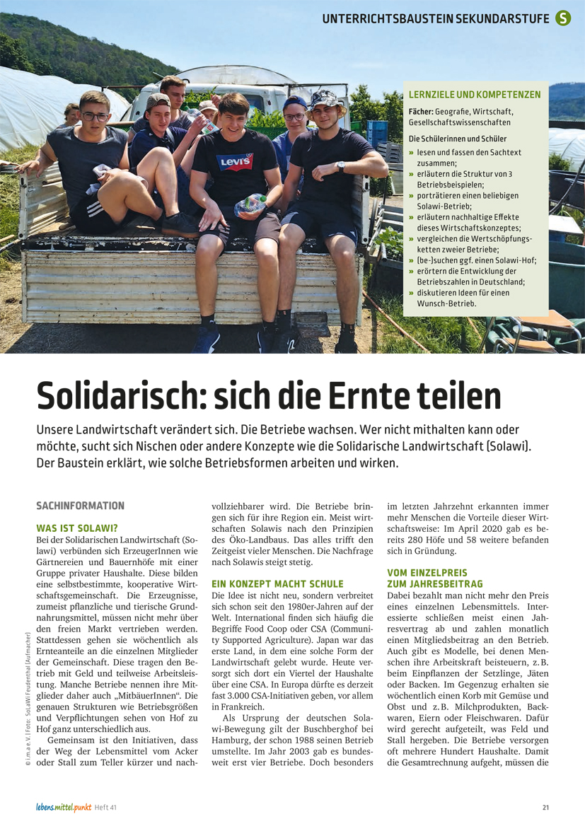 Solidarisch: sich die Ernte teilen