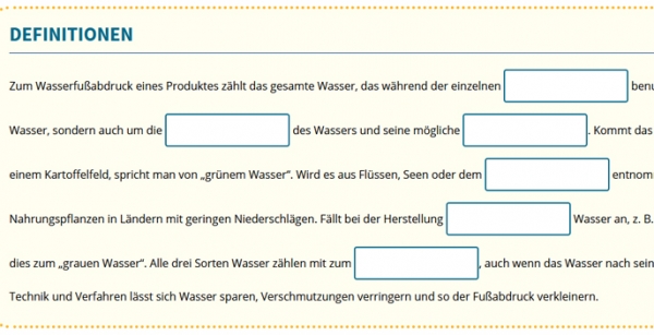 Wie kommt das Wasser "in" die Produkte?