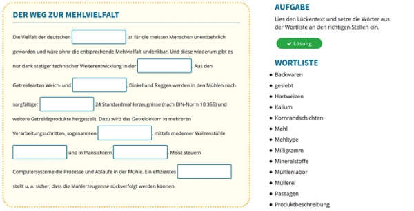 Vielfalt der Mühlenprodukte